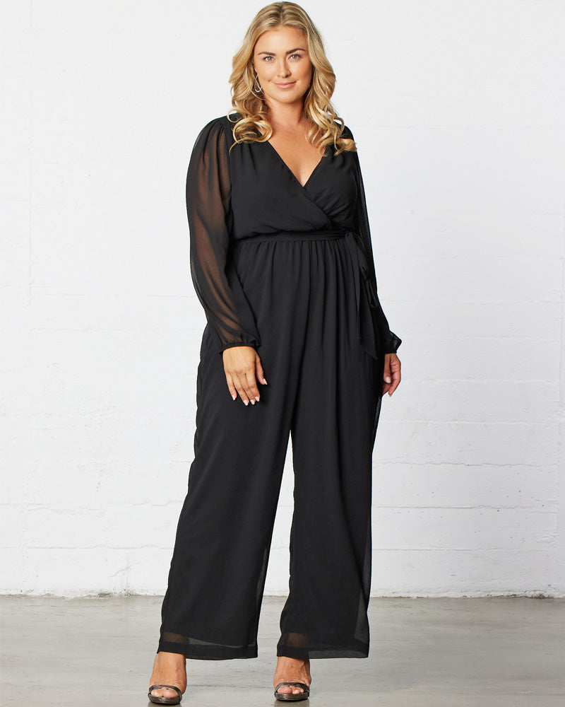 Jumpsuit Long Sleeve Formal Jumpsuit Kiyonna 31222801 Black Noir