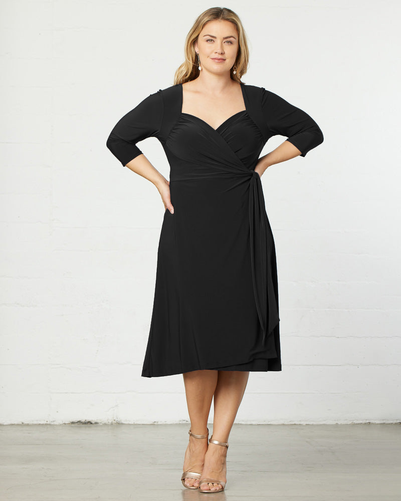 Plus Size Dresses Short Fitted Midi Cocktail Plus Dress Kiyona 11112202 Black Noir