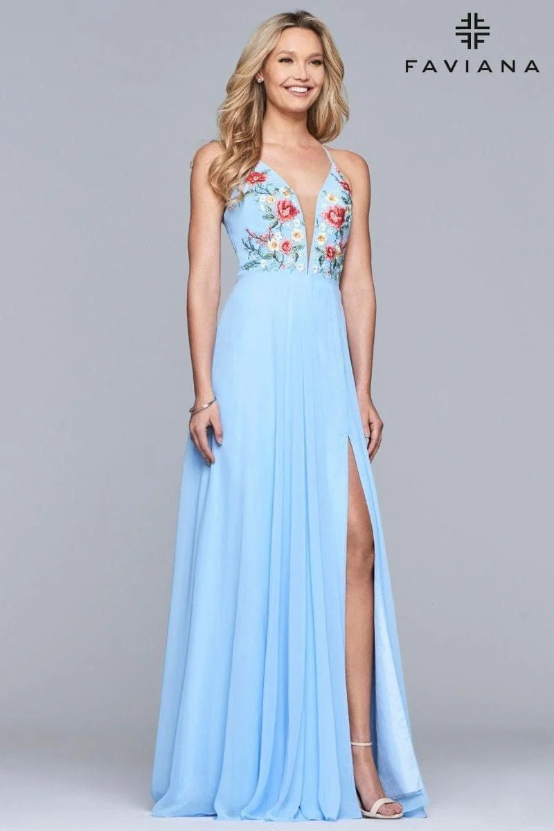Prom Dresses Long Formal Sexy Halter Prom Dress Cloud Blue