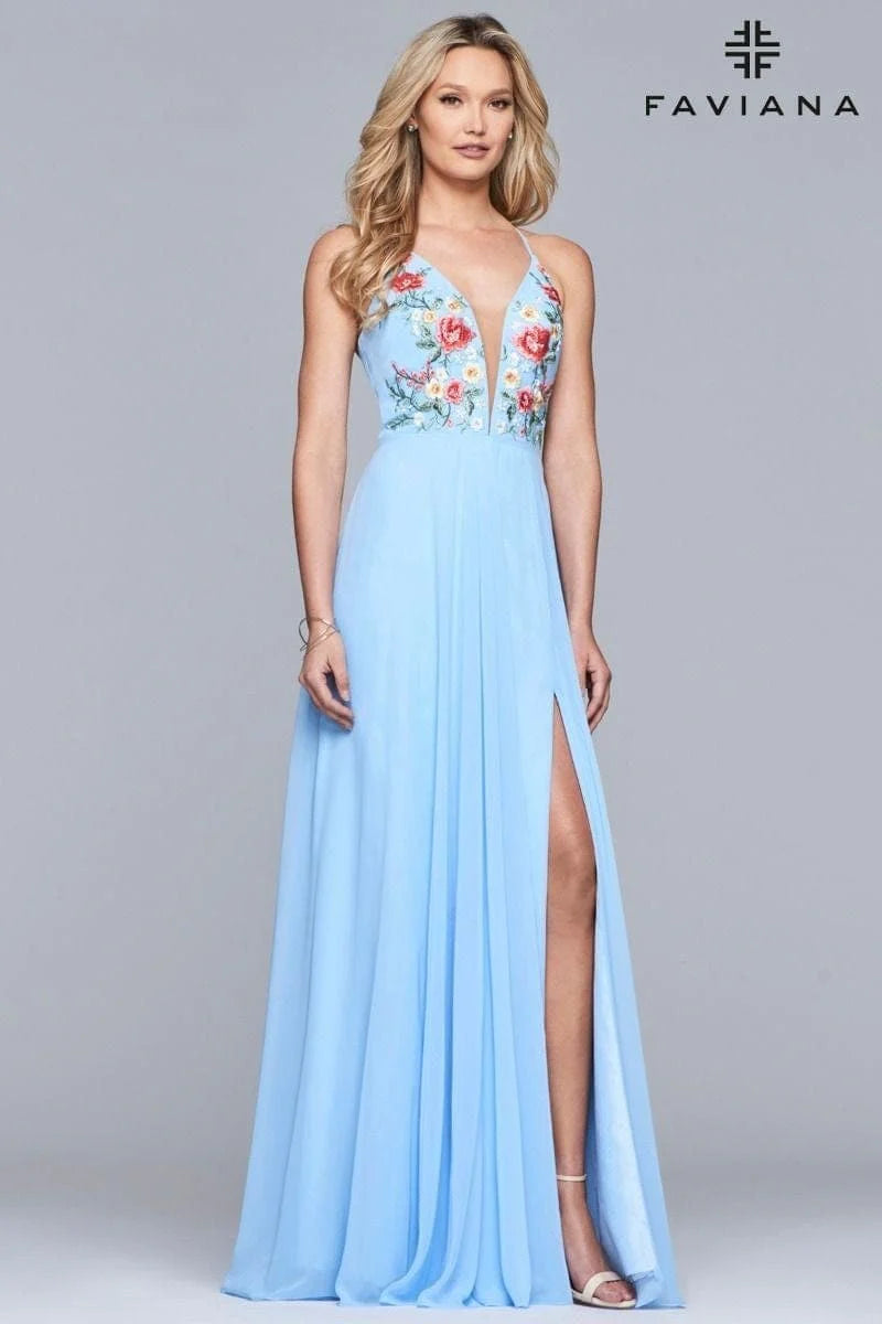 Prom Dresses Long Formal Sexy Halter Prom Dress Cloud Blue