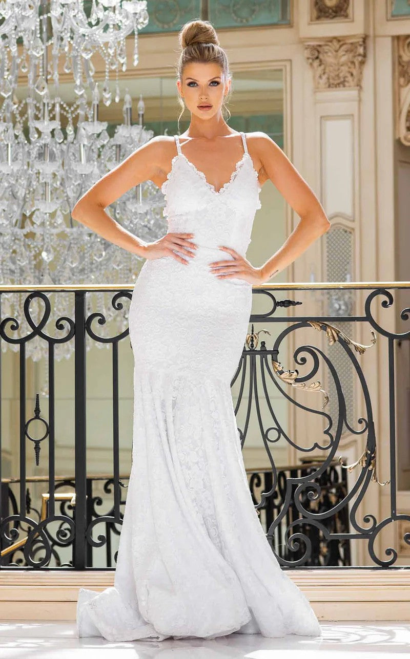 Wedding Dresses Simple Long Bridal Fitted Lace Wedding Dress White