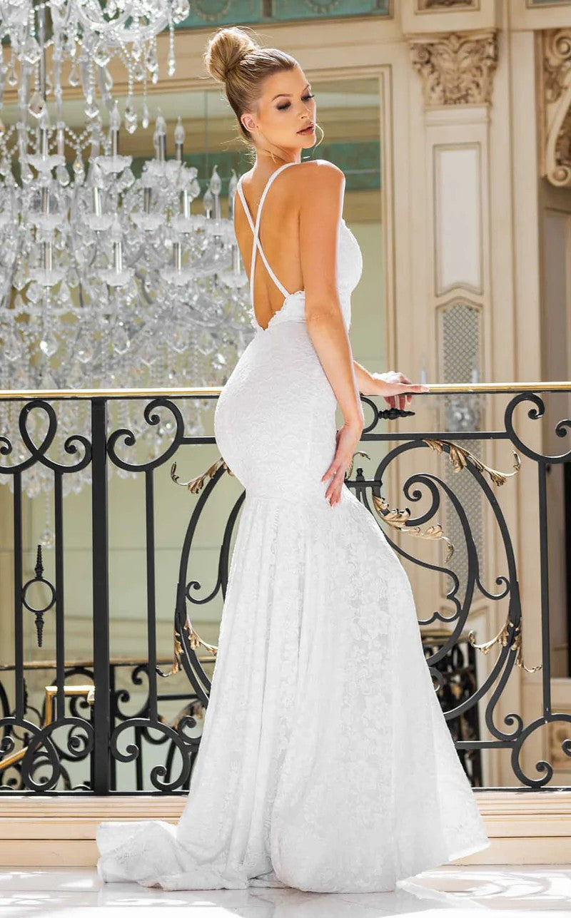 Wedding Dresses Simple Long Bridal Fitted Lace Wedding Dress White