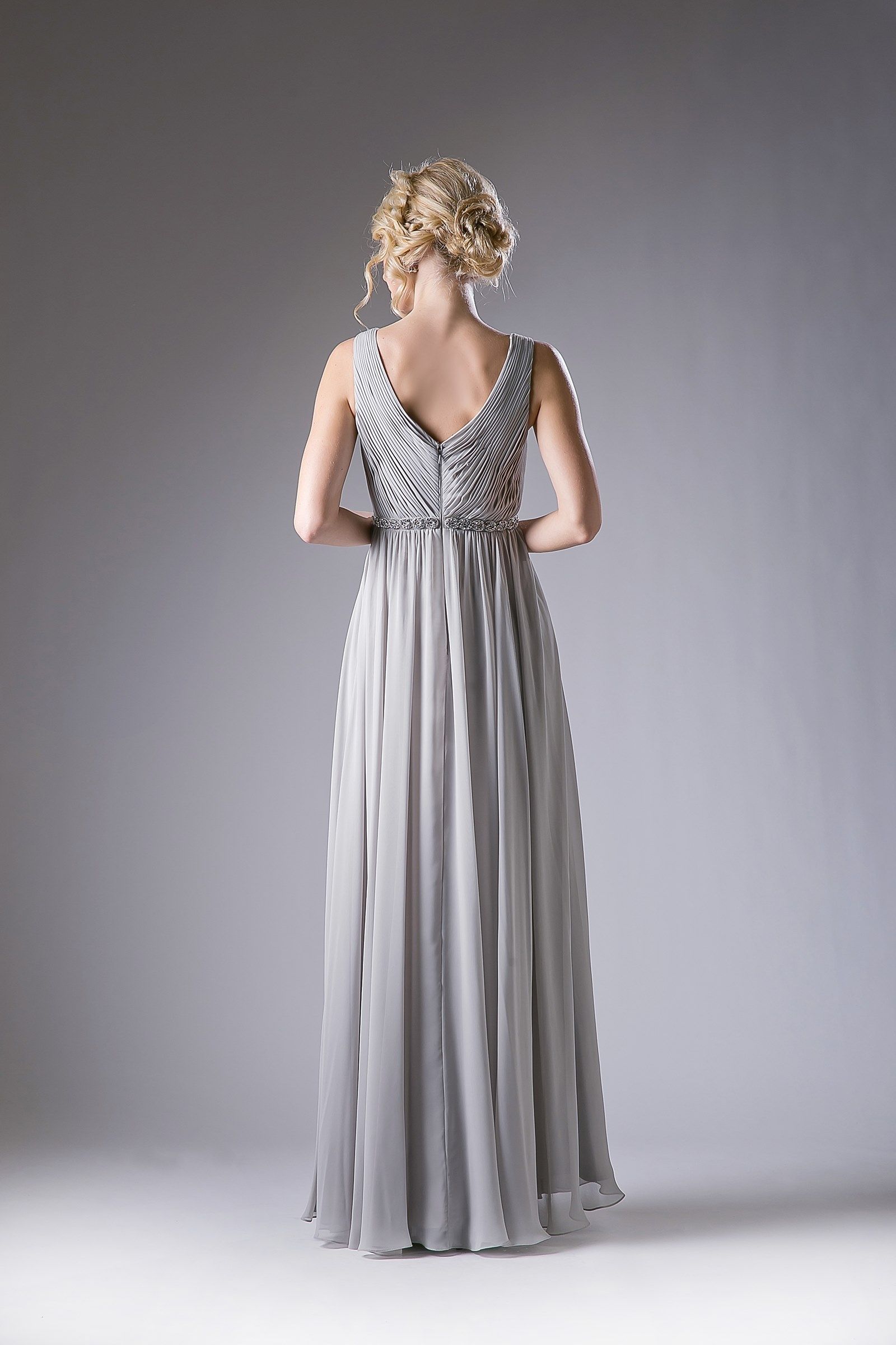 Prom Dresses Pleated Long Formal Beaded A Line Prom Dress Silver