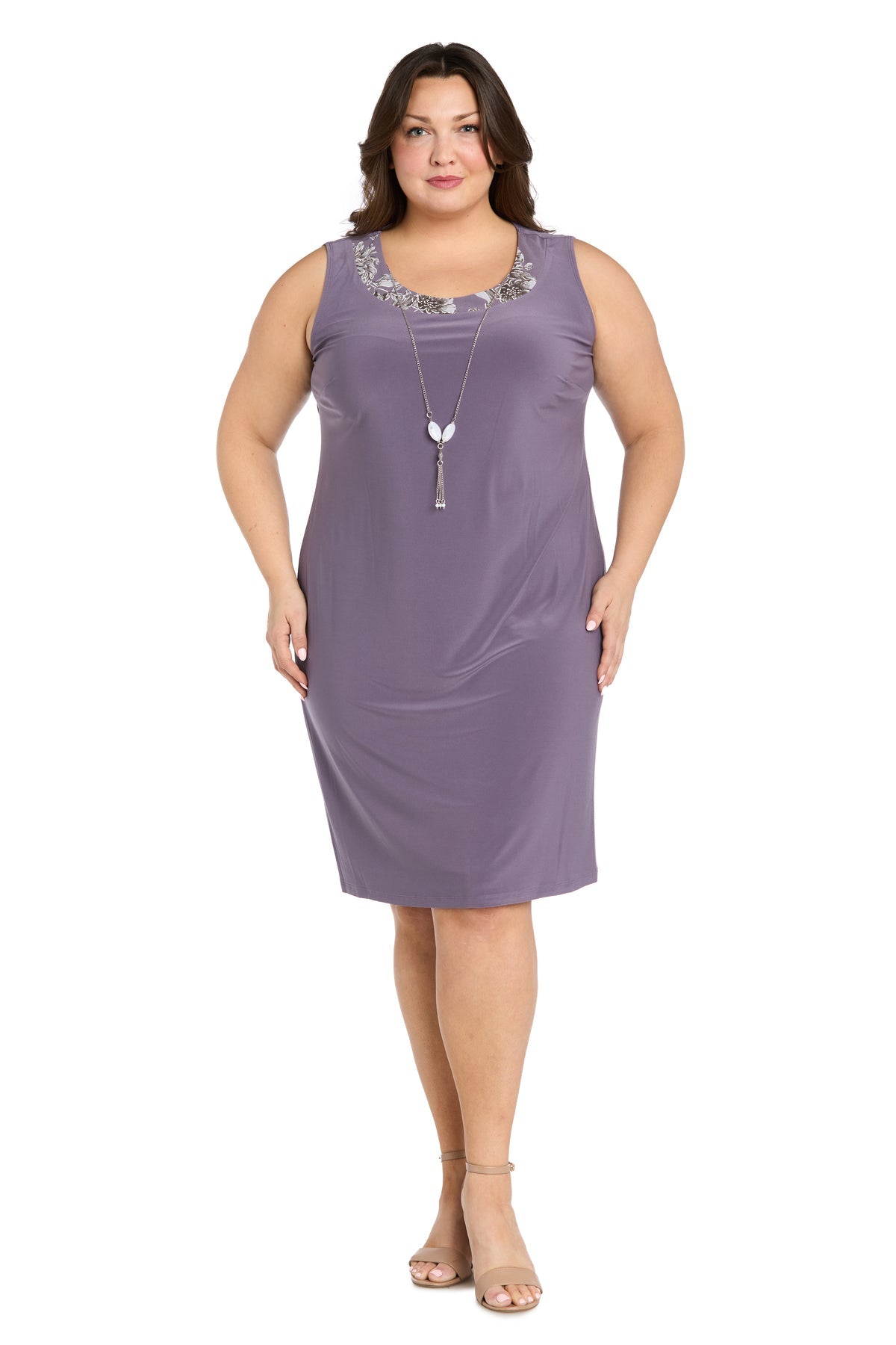 Plus Size Dresses Short Plus Size Two Piece Printed Jacket Dress Lavender