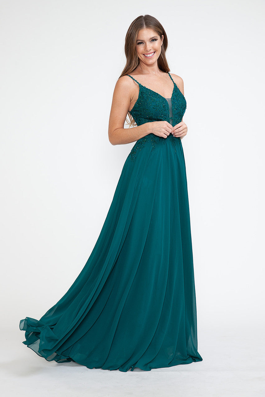 Prom Dresses Long Formal Floral Evening Prom Dress Lenovia 8185 Hunter Green
