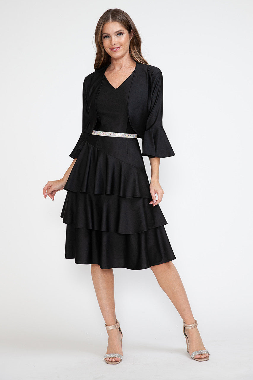 Cocktail Dresses Short Midi Cocktail Two Piece Evening Dress Lenovia 5283 Black