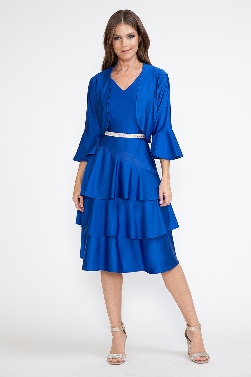 Cocktail Dresses Short Midi Cocktail Two Piece Evening Dress Lenovia 5283 Royal Blue