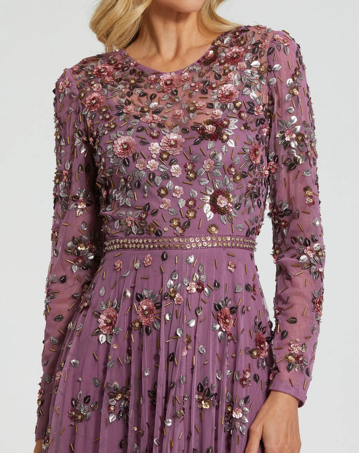 Mother of the Bride Dresses Floral Sequin Long Sleeve Mother of the Bride Dress Raspberry