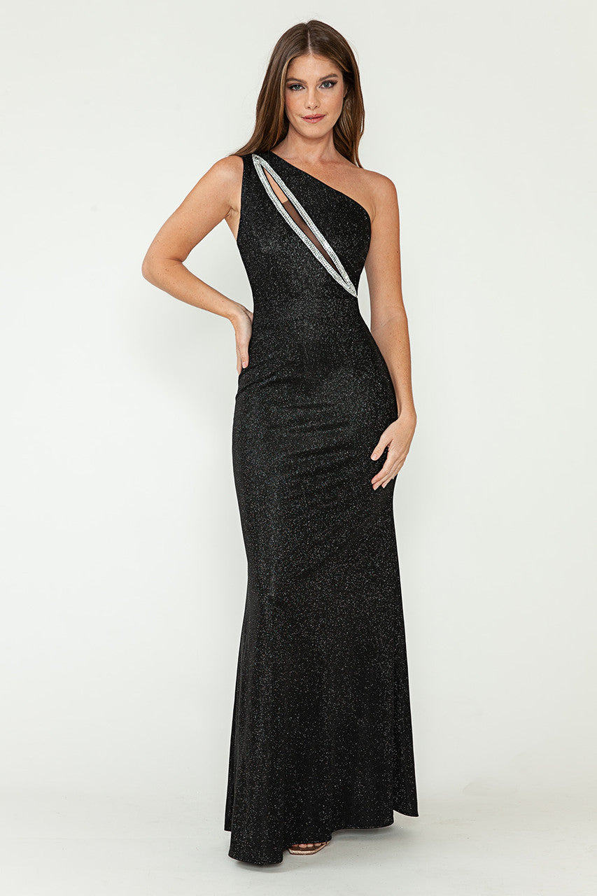 Prom Dresses Metallic Long Formal Evening Prom Dress Lenovia 5271 Black