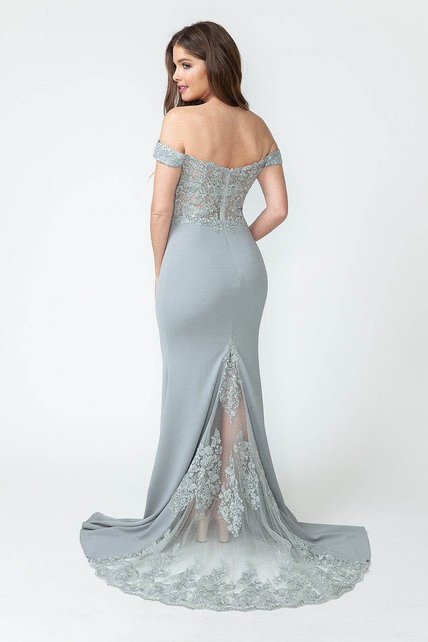 Prom Dresses Long Formal Beaded Mermaid Prom Dress Lenovia 8134 Silver