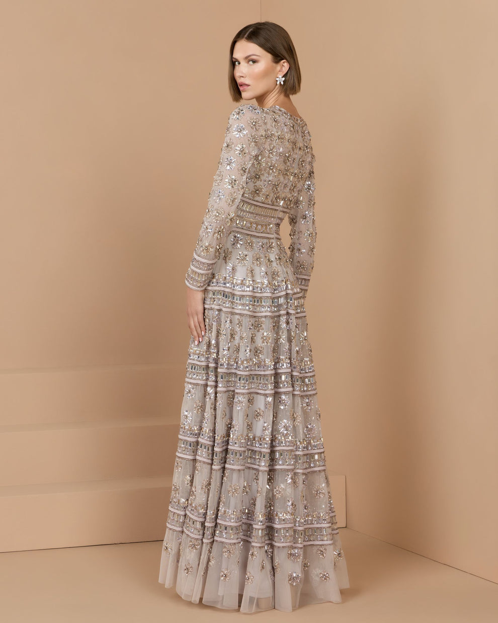 Crew/High-Neck Floor-Length Tulle Occasion A-Line Mac Duggal 10174