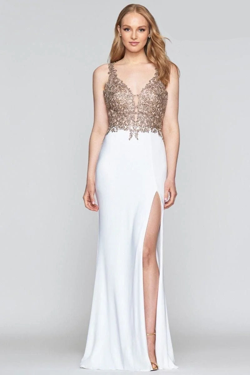 Prom Dresses Prom Fitted Long Formal Lace Applique Evening Dress Ivory/Rose Gold