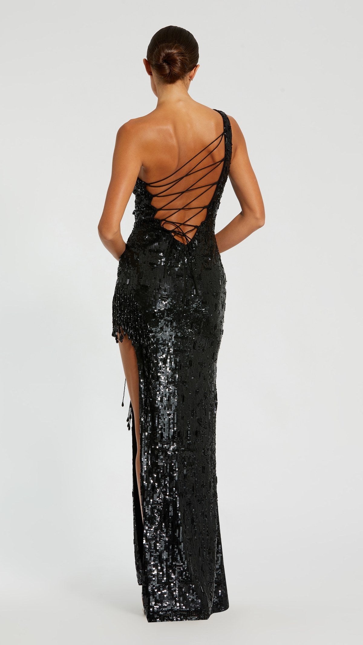 Mac Duggal style 10278 in Black, back view