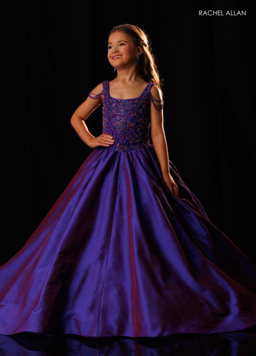 Scoop Floor-Length Satin Prom Ball Gown Rachel Allan 10356