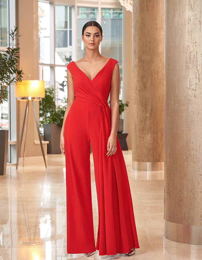 Jumpsuit Long Formal Pocket Jumpsuit Red