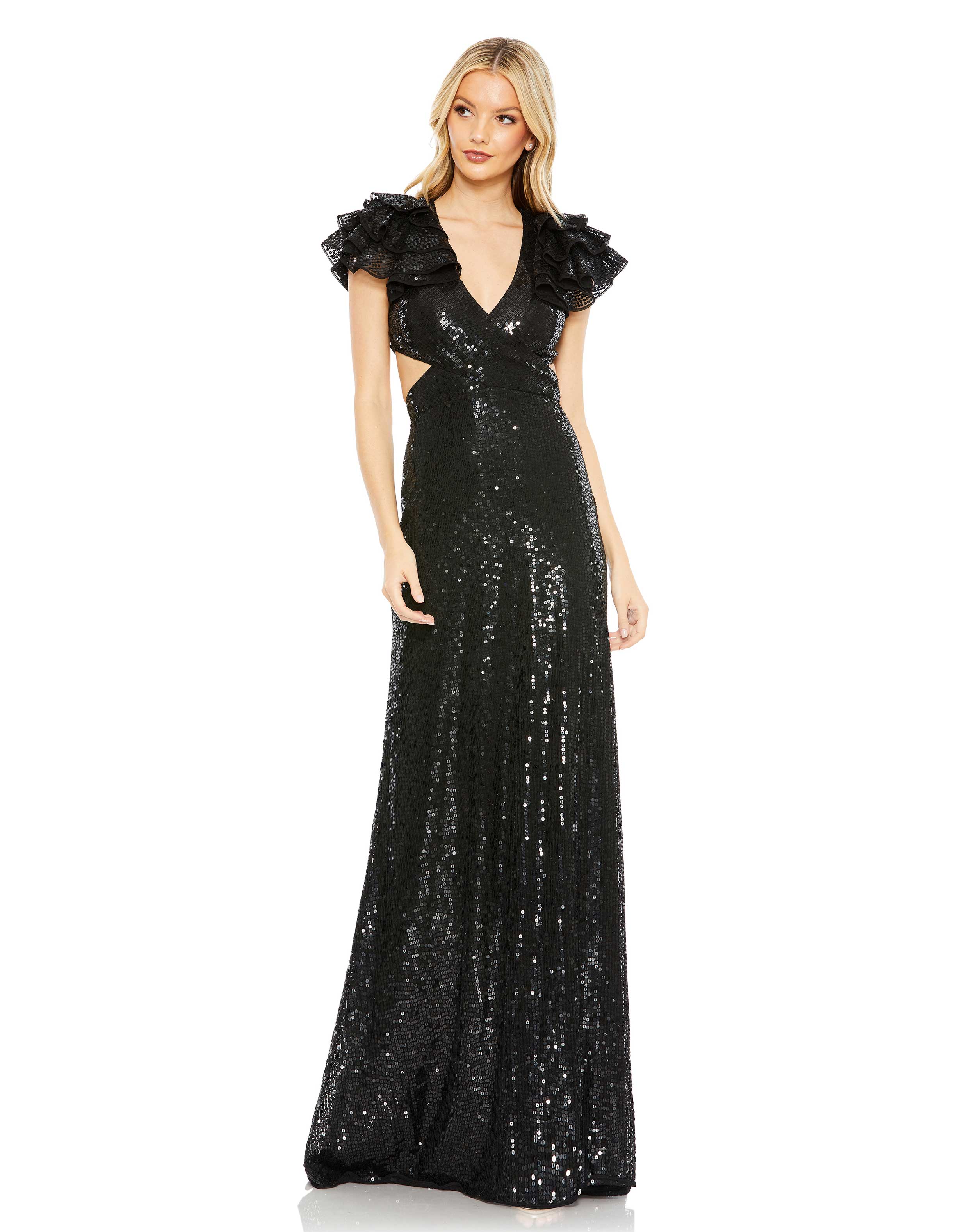 Long Ruffle Sleeve Formal Dress Ruffle Sleeves Mac Duggal 10829