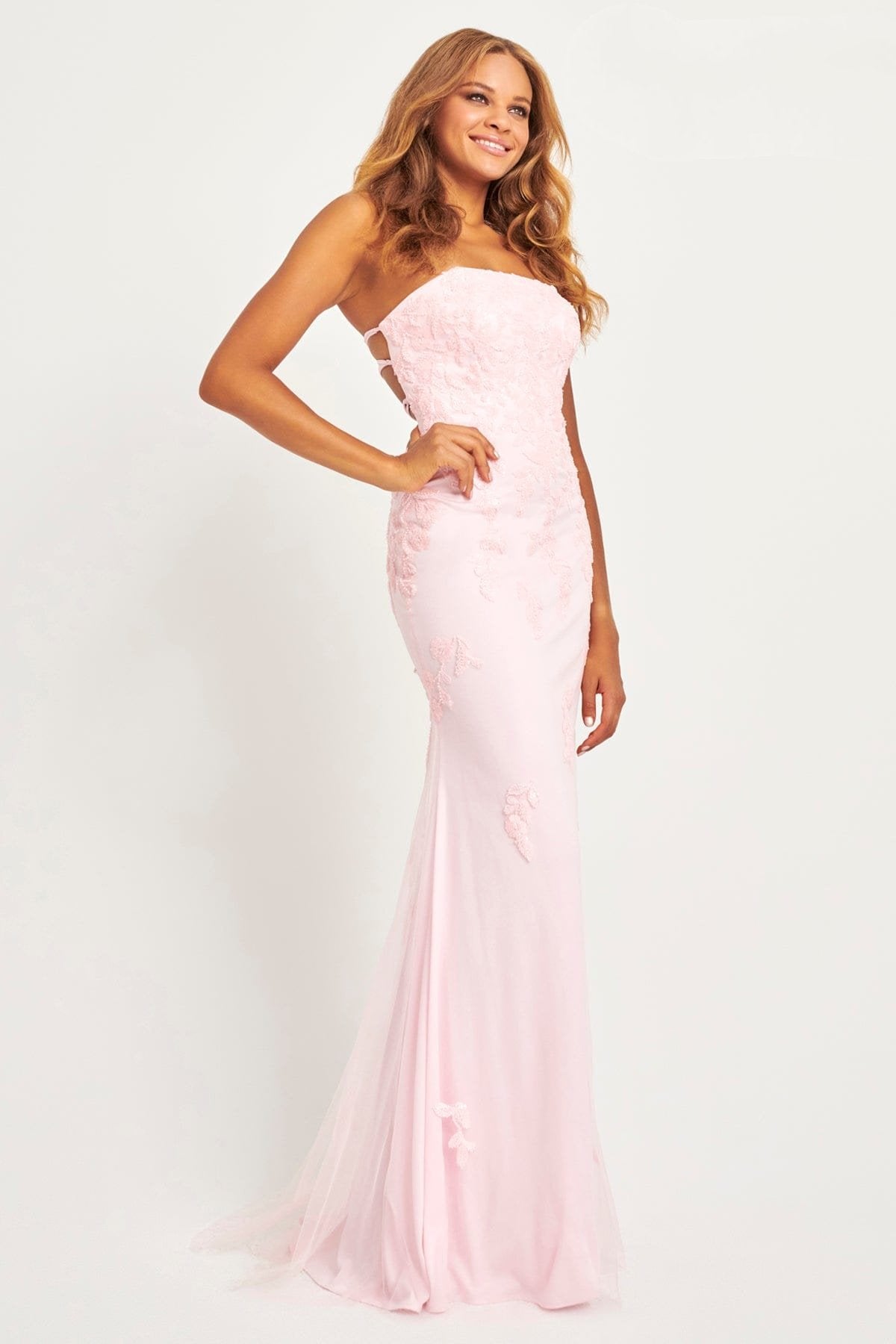 Prom Dresses Prom Beaded Lace Long Formal Mermaid Dress Light Pink