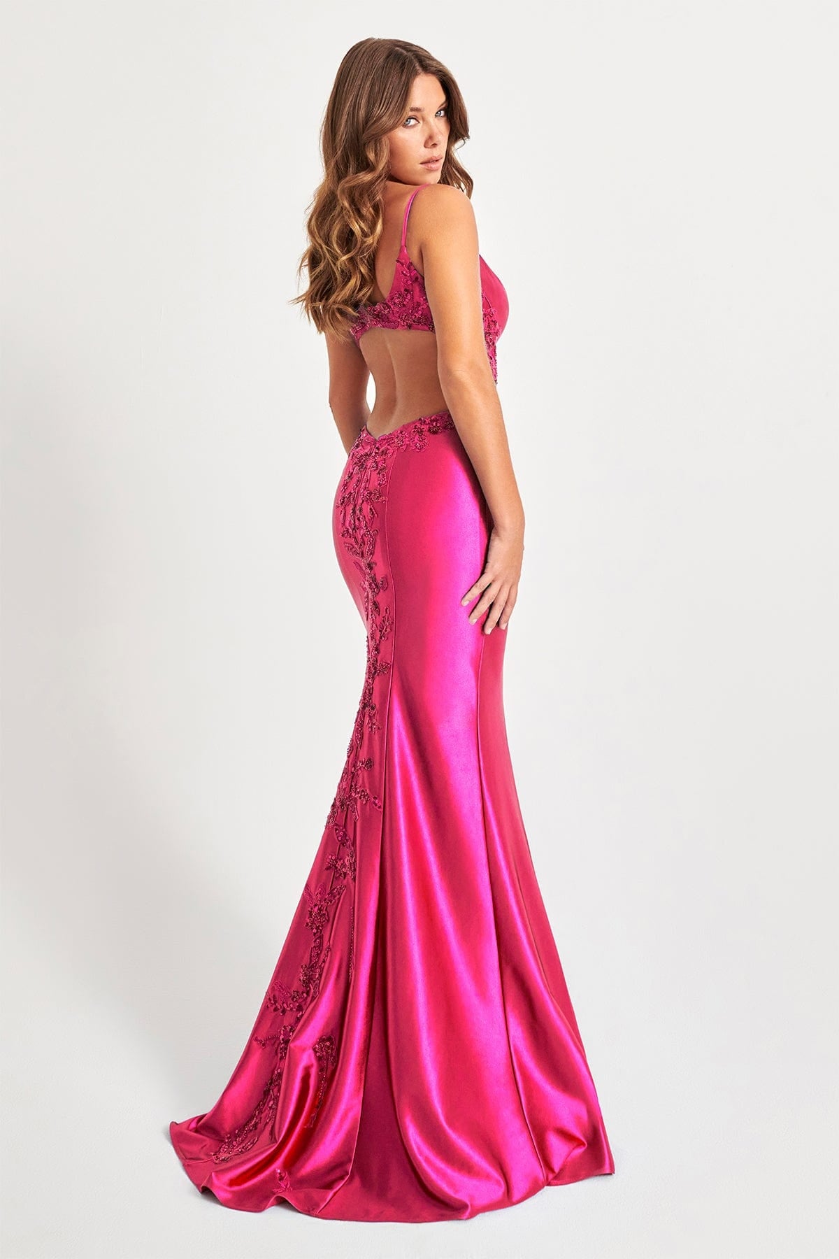 Prom Dresses Long Beaded Lace Formal Evening Prom Dress Raspberry