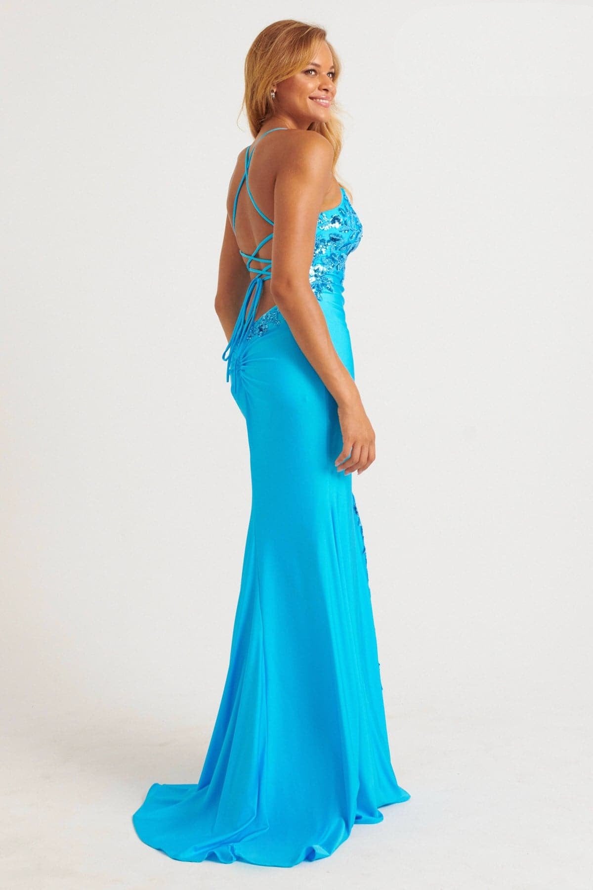 Prom Dresses Long Formal Sequin Lace Prom Dress Sky Blue