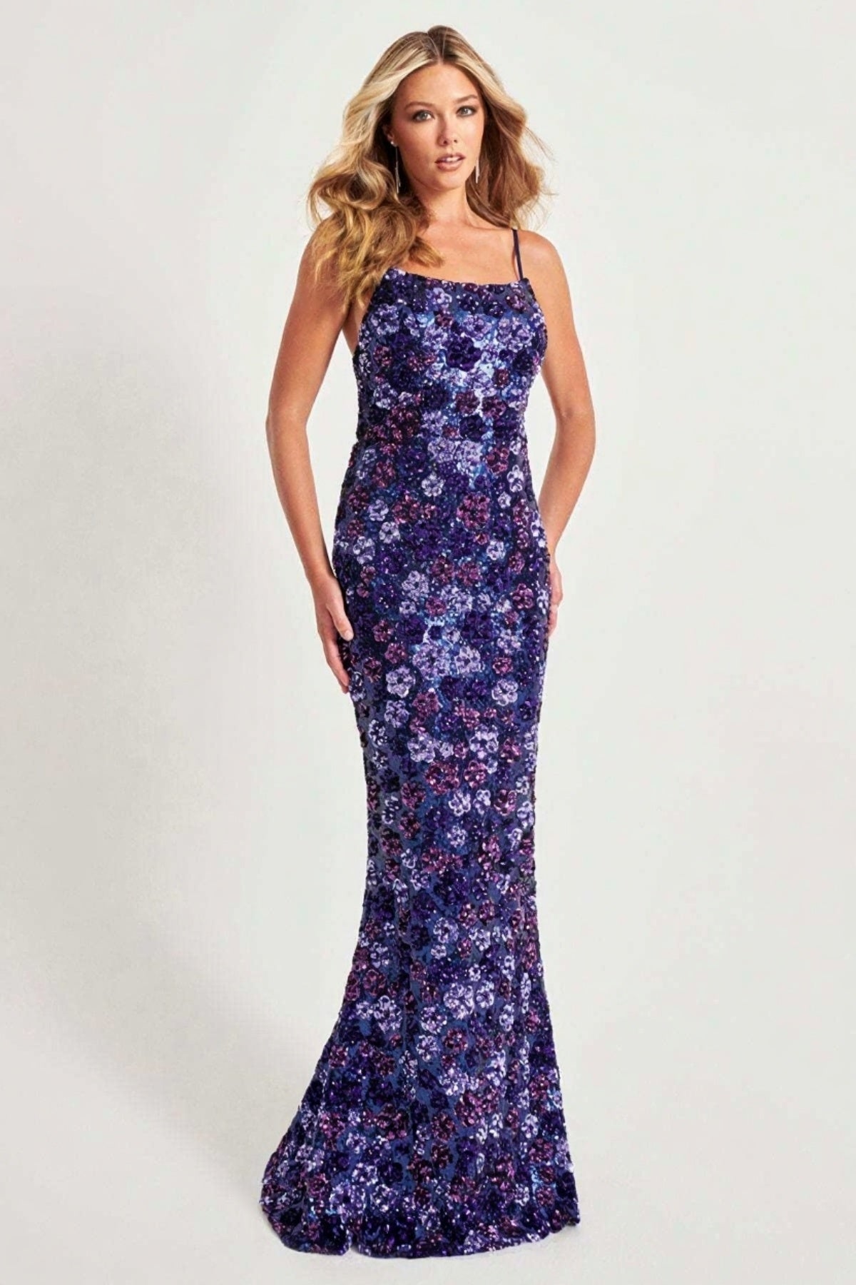 Prom Dresses Long Formal Evening Sequin Floral Prom Dress Purple Navy