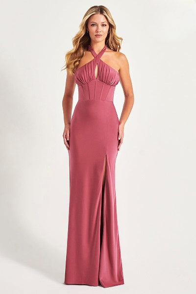 Prom Dresses Fitted Long Formal Lace Prom Dress Rose