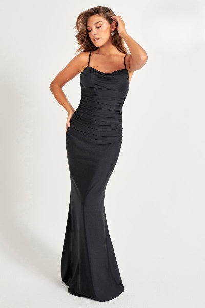 Prom Dresses Long Ruched Prom Formal Dress Black
