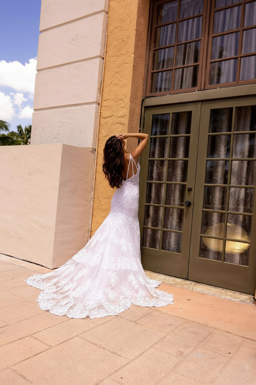 Wedding Dresses Long Mermaid, Lace Wedding Dress Ivory