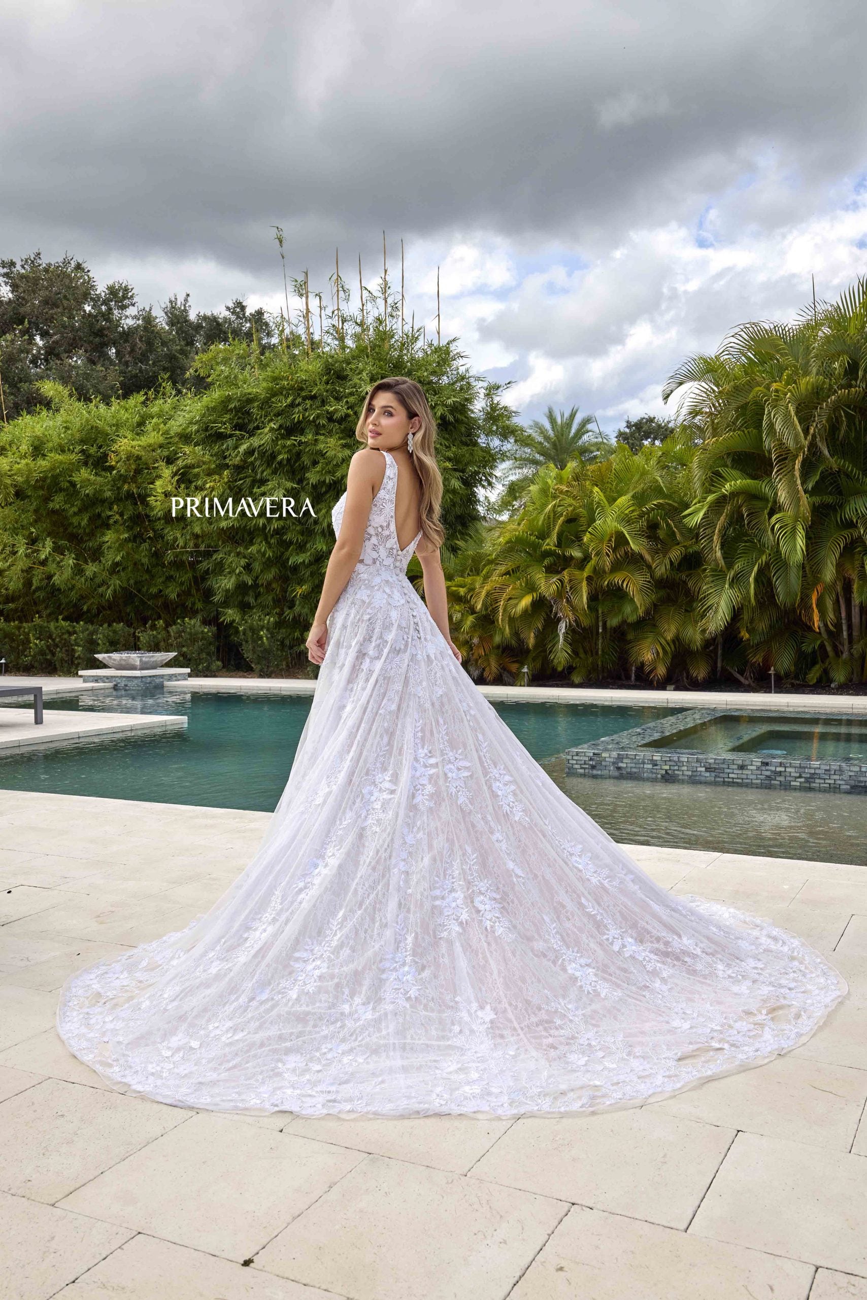 Wedding Dresses Long Lace A Line Bridal Wedding Dress Primavera Couture 11141 Ivory