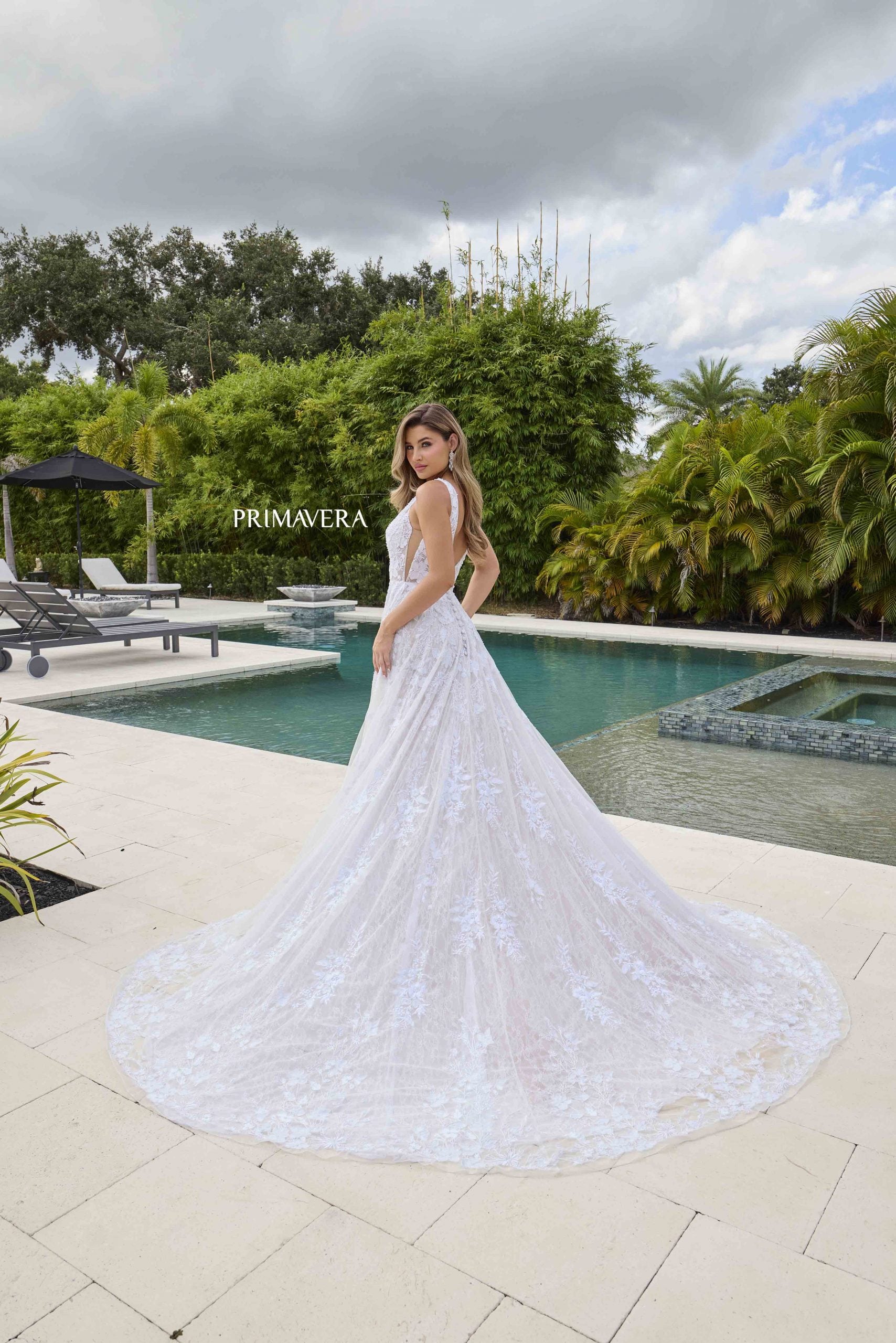 Wedding Dresses Long Lace A Line Bridal Wedding Dress Primavera Couture 11141 Ivory