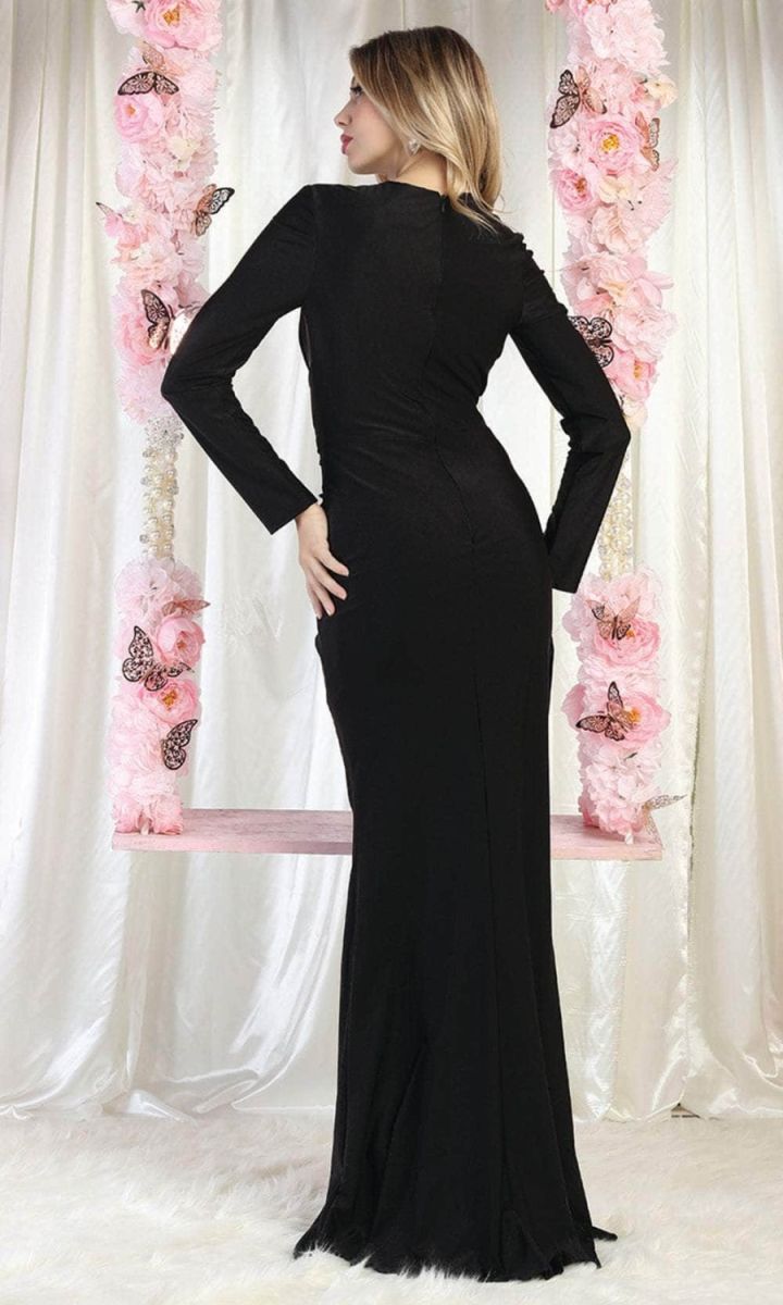 V-Neck Floor-Length Jersey Evening Gown Sheath/Column May Queen 1993