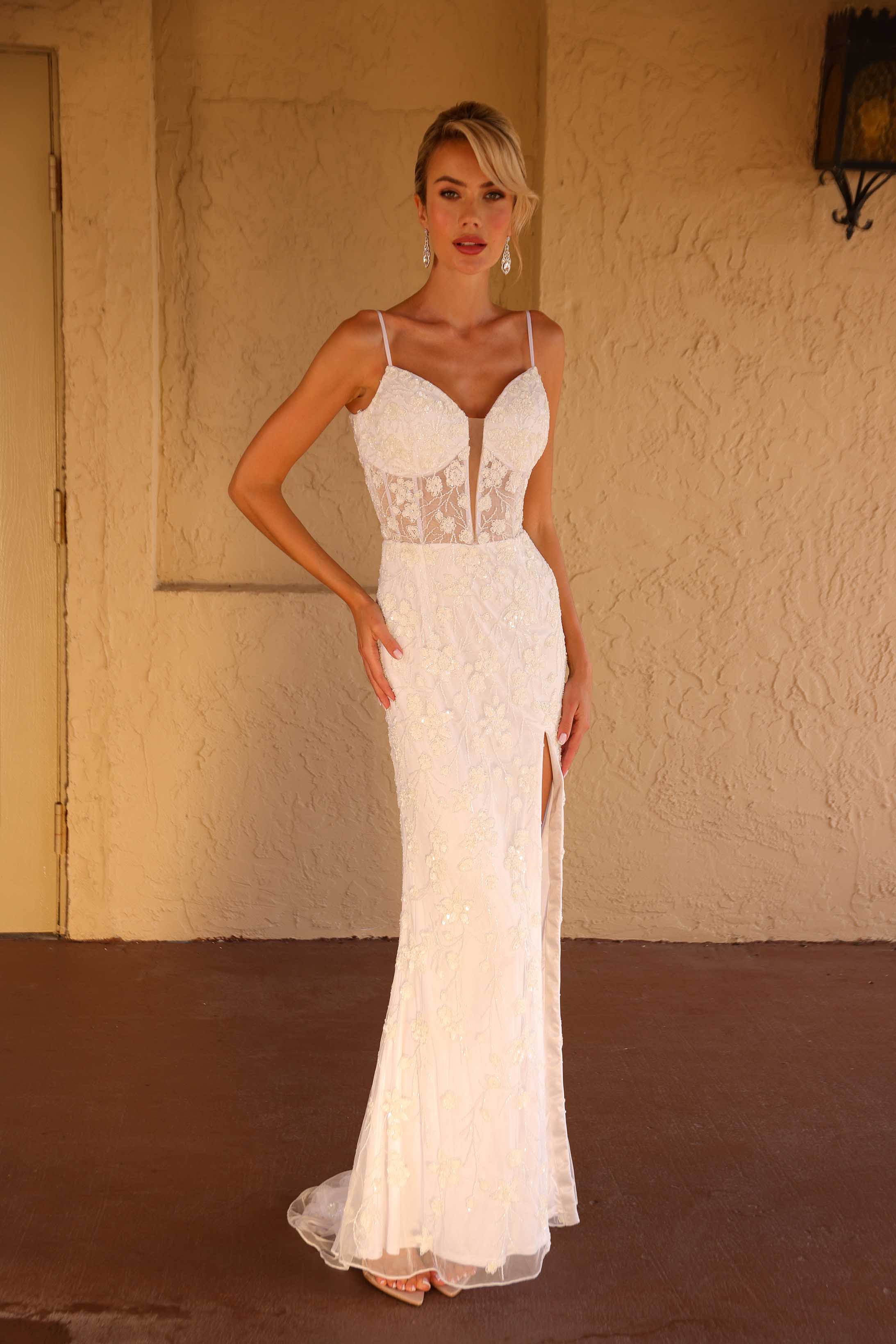 Wedding Dresses Wedding Long Corset Slit Bridal Dress Primavera Couture 11209 Ivory