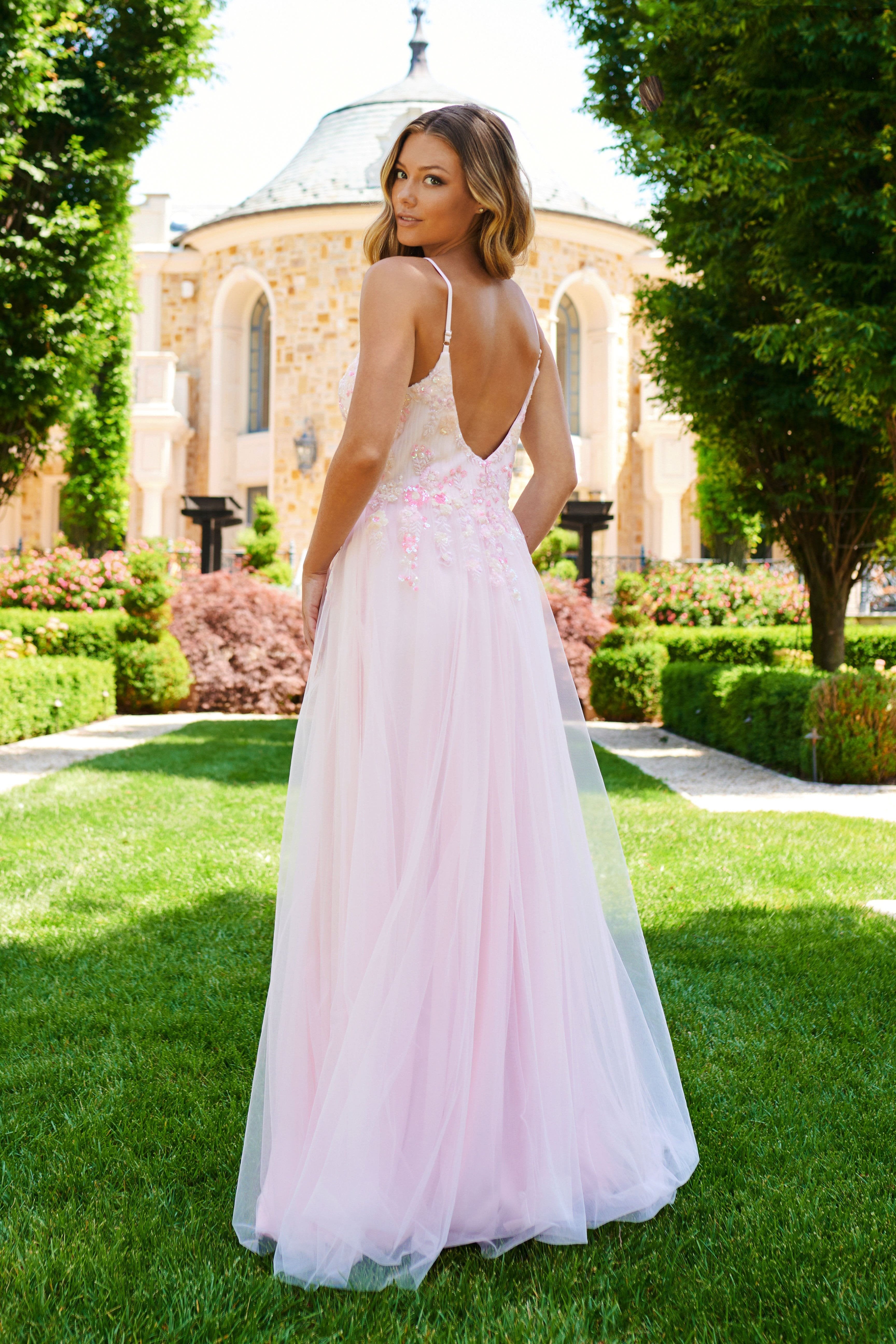 Prom Dresses Beaded A Line Long Formal Prom Dress Ice Pink