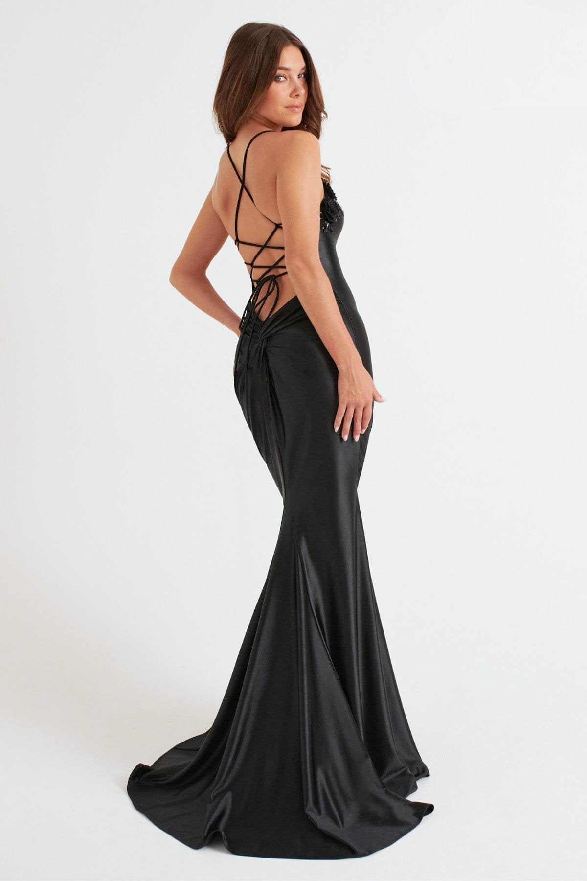 Prom Dresses Formal Long Fitted Applique Prom Dress Black