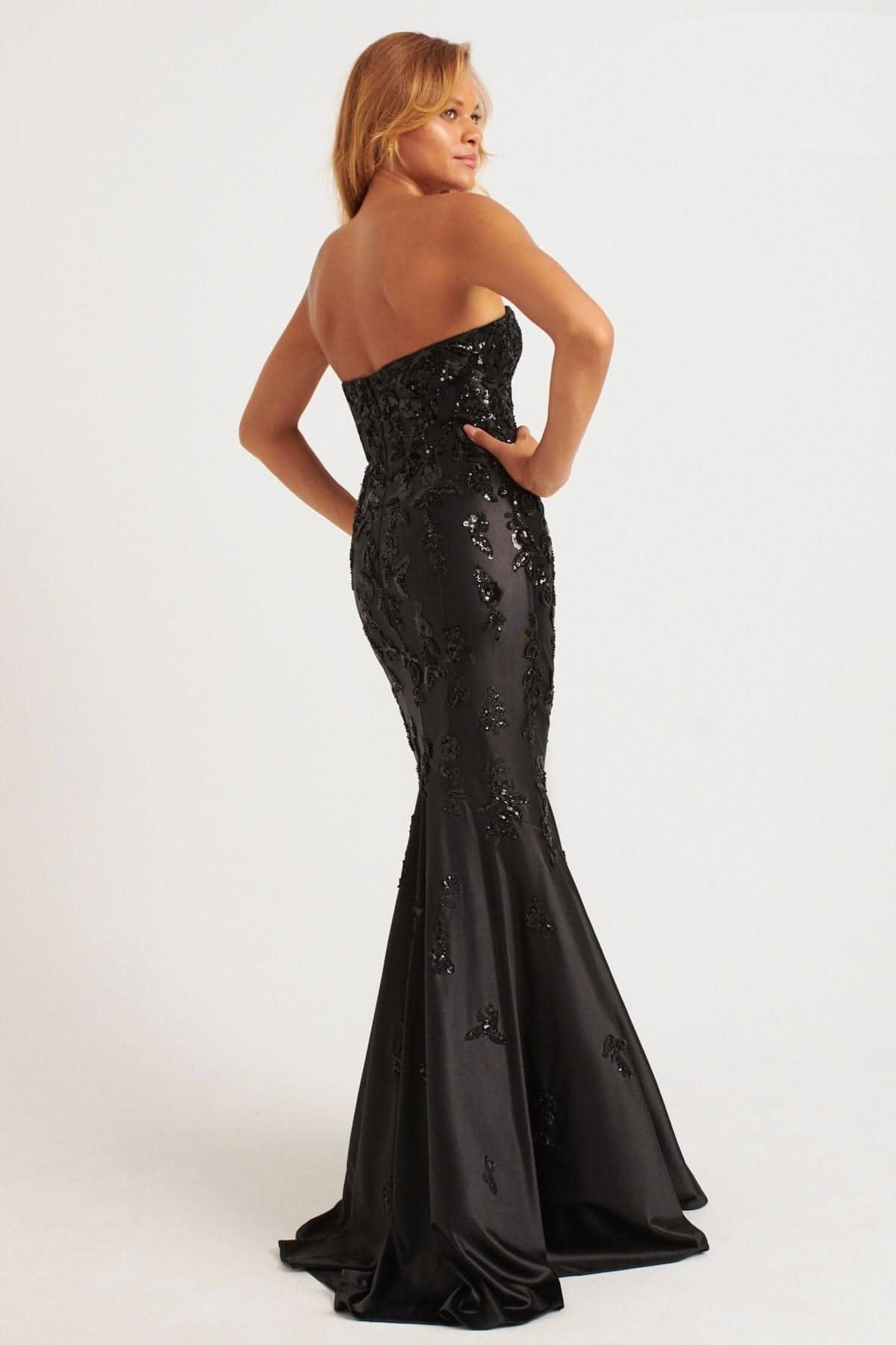 Prom Dresses Prom Long Mermaid Sequin Applique Formal Dress Black
