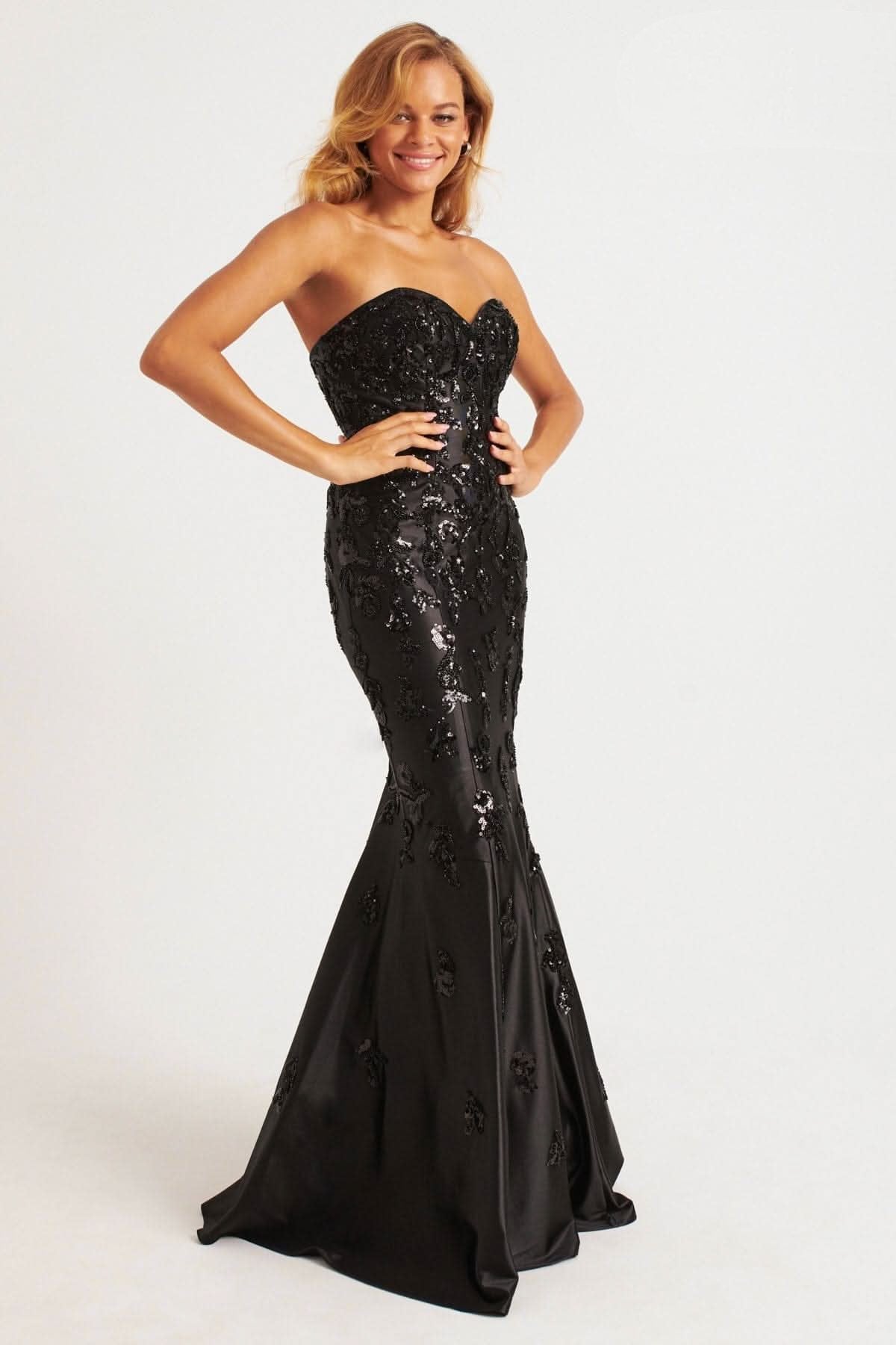 Prom Dresses Prom Long Mermaid Sequin Applique Formal Dress Black