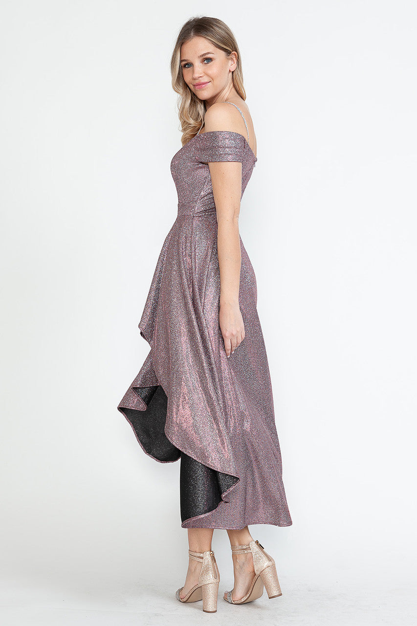 Cocktail Dresses High Low Metallic Cocktail Dress Lenovia 5290 Dark Pink