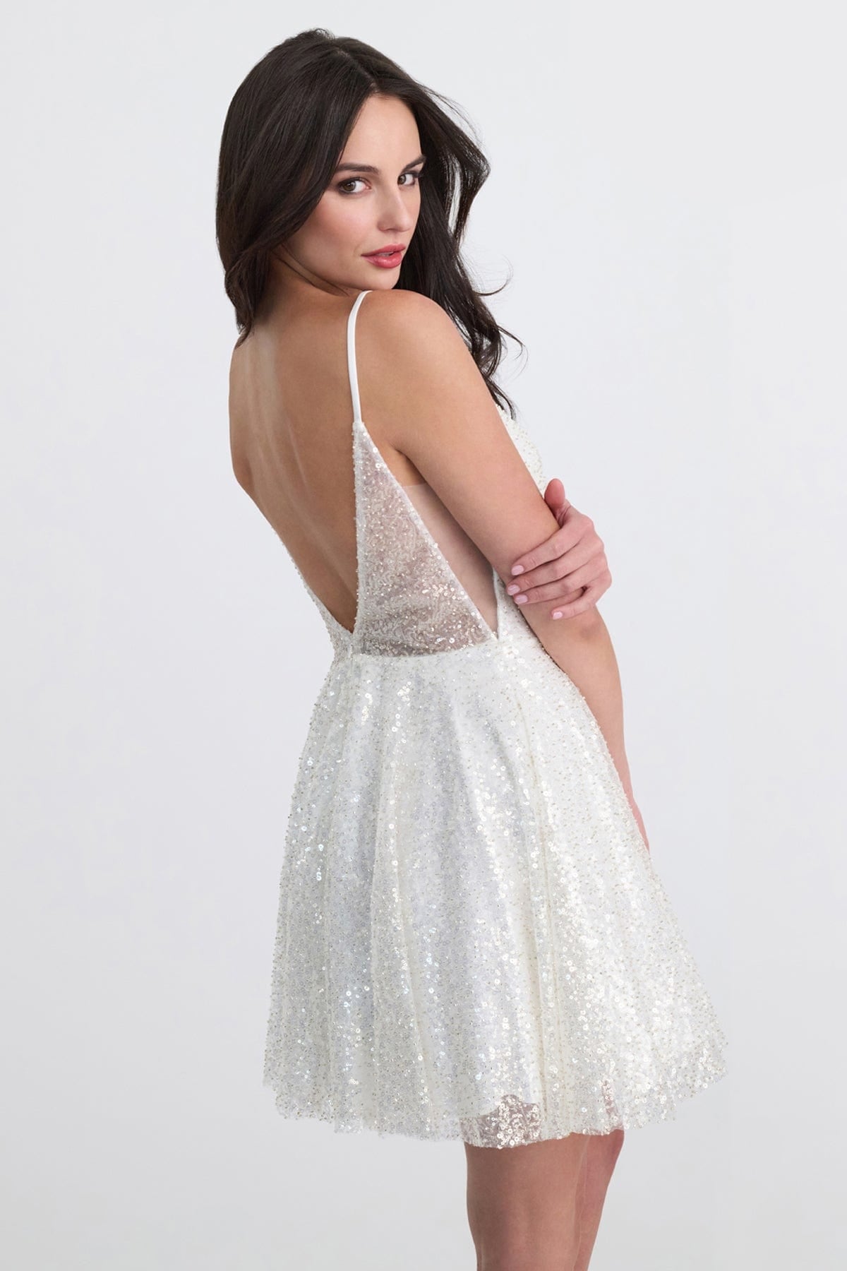 Homecoming Dresses Homecoming Short A Line Sequin Cocktail Dress Ivory