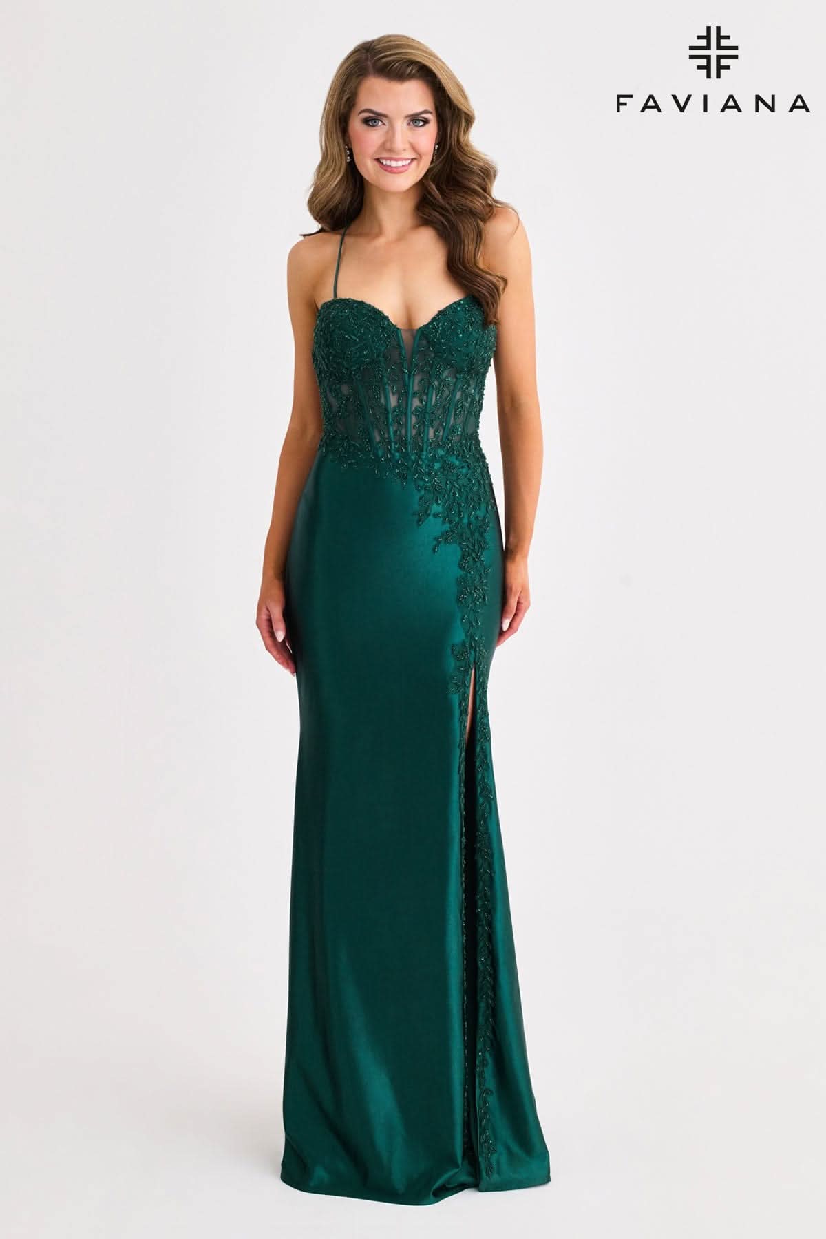 Prom Dresses Lace Corset Beaded Prom Evening Dress Dark Hunter Green