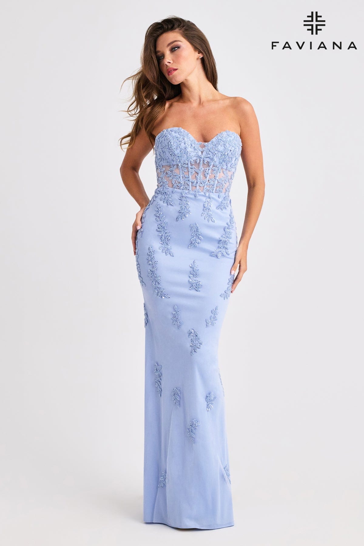Prom Dresses Beaded Lace Corset Prom Dress Periwinkle