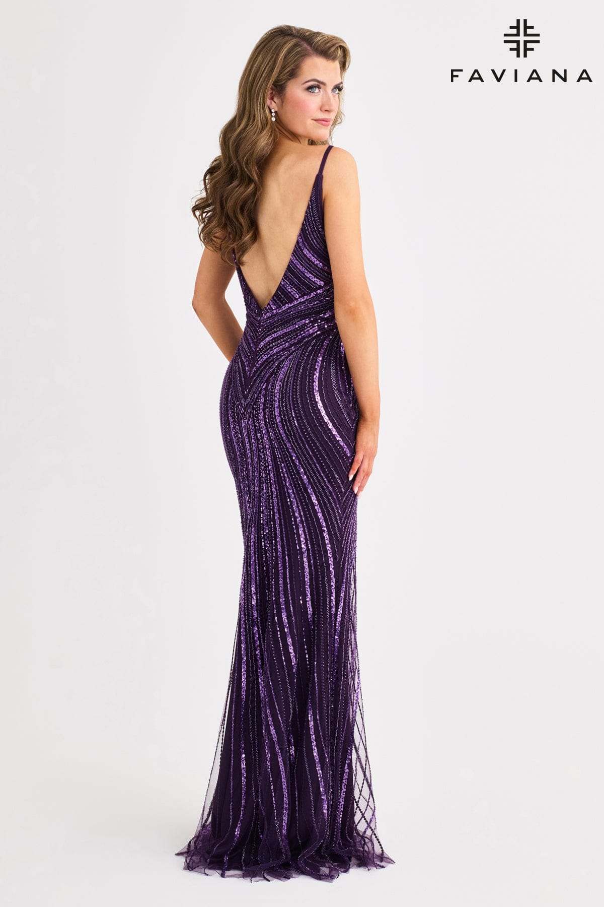 Prom Dresses Beaded Fitted Long Prom Fitted Dress Purple Amethyst
