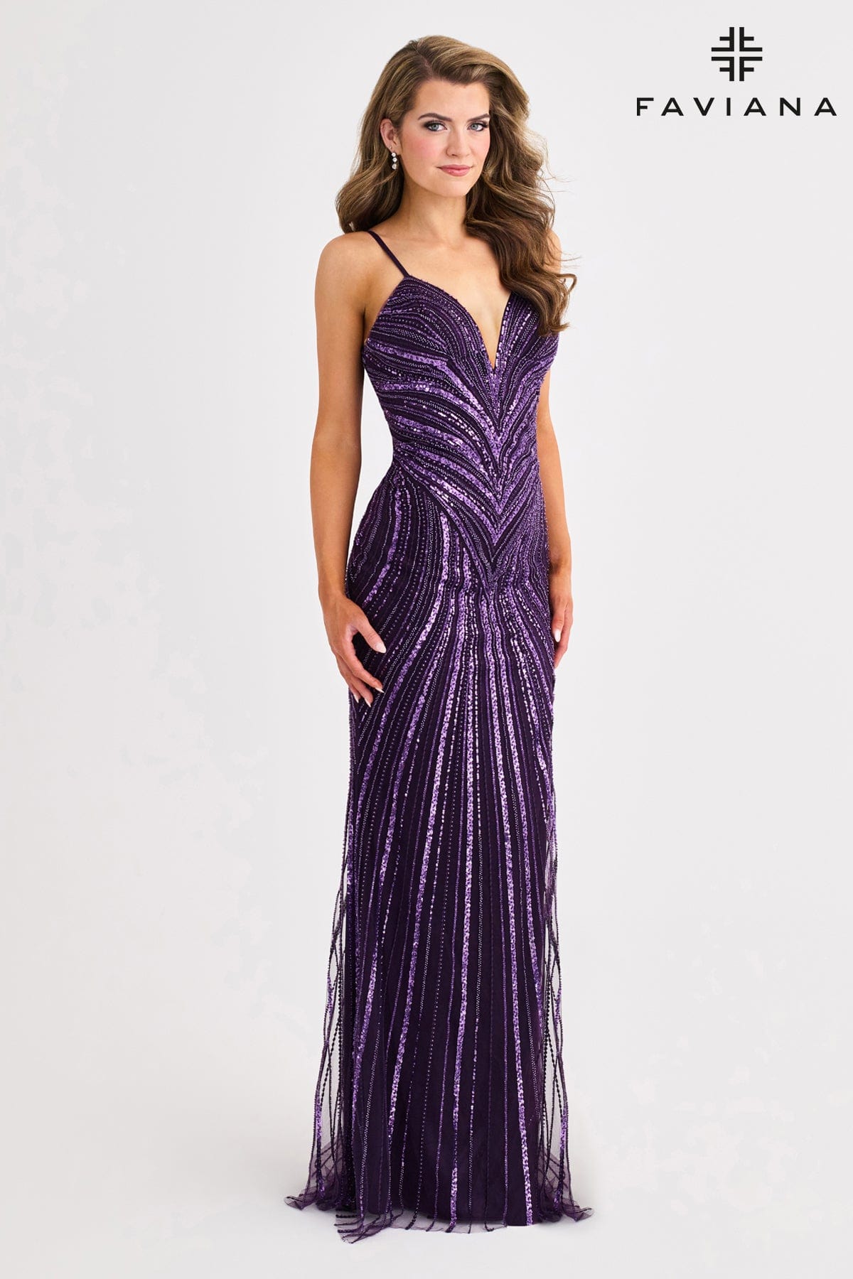 Prom Dresses Beaded Fitted Long Prom Fitted Dress Purple Amethyst