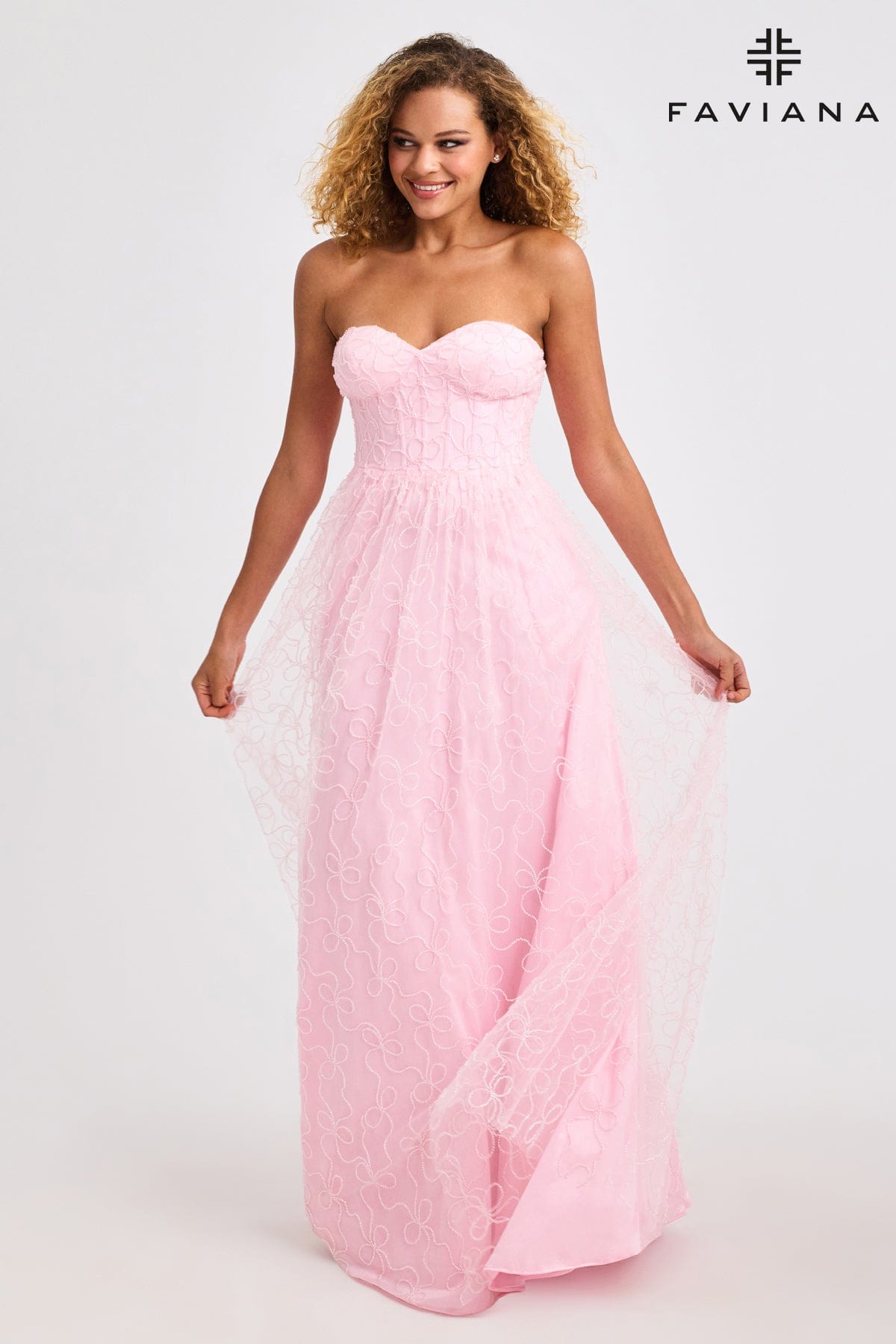 Prom Dresses Formal Beaded A Line Corset Prom Dress Light Pink