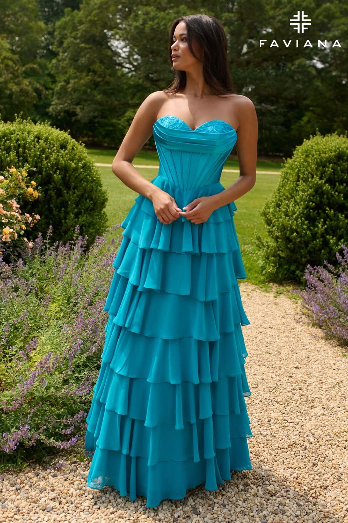 Formal Dresses Long Prom Corset Ruffle Formal Dress Aqua