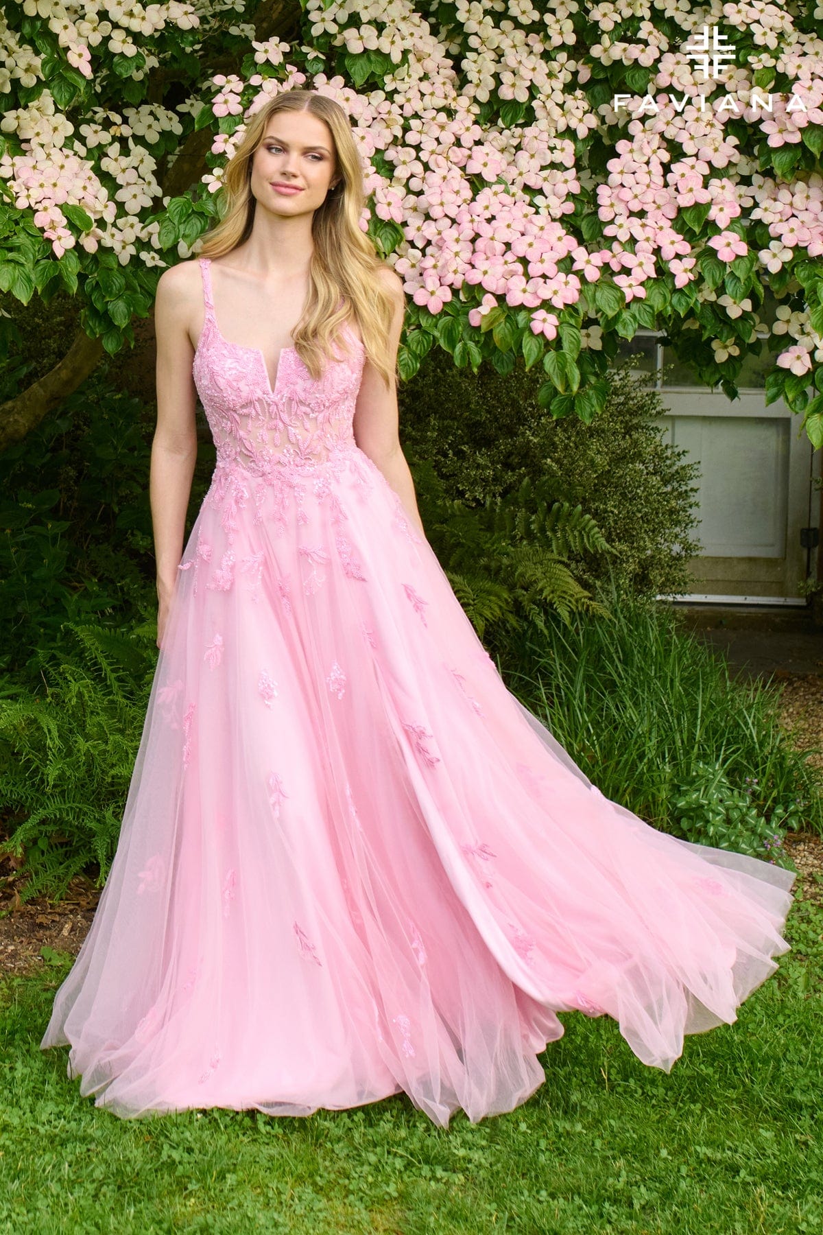 Prom Dresses Beaded Lace Long Formal Prom Dress Cotton Candy Pink