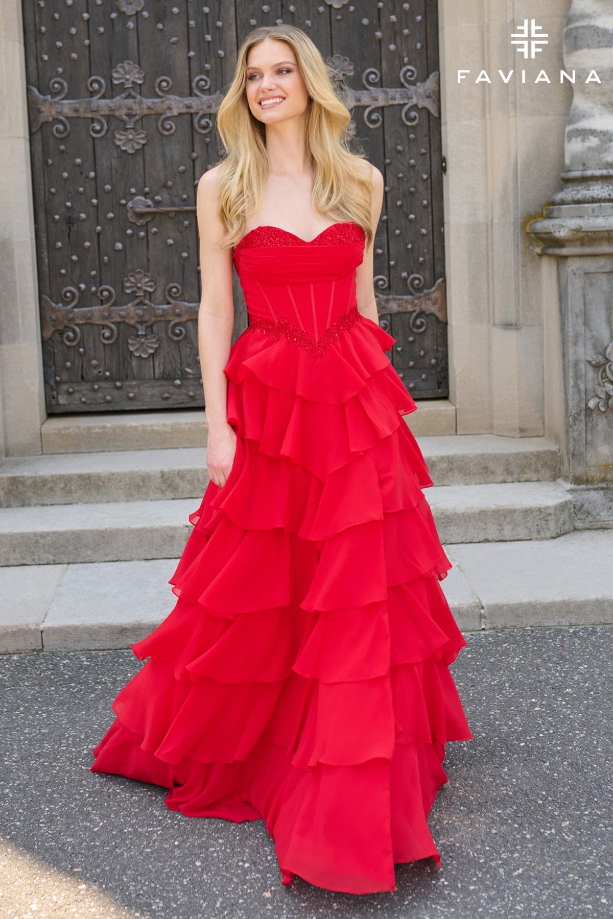Formal Dresses Long Ruffle Corset Formal Dress Red