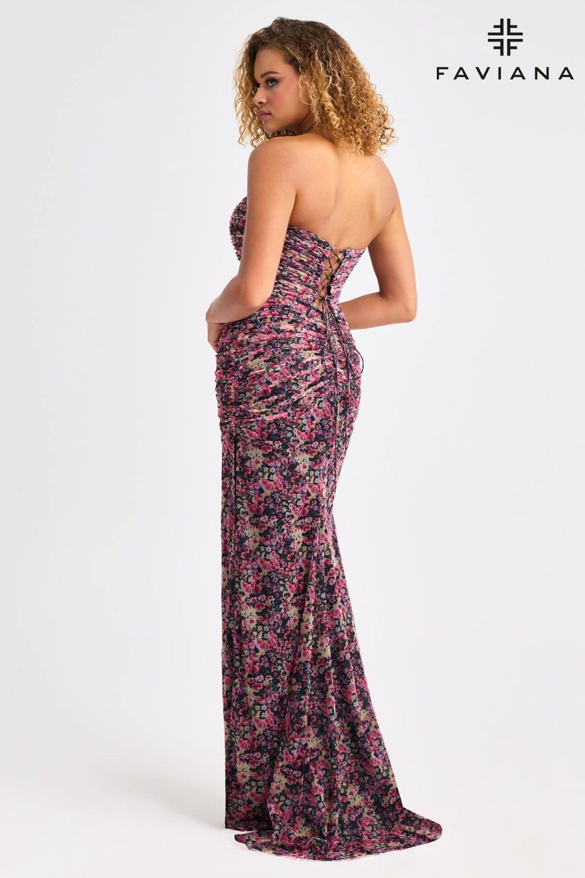 Prom Dresses Long Fitted Floral Print Prom Dress Black/Multi