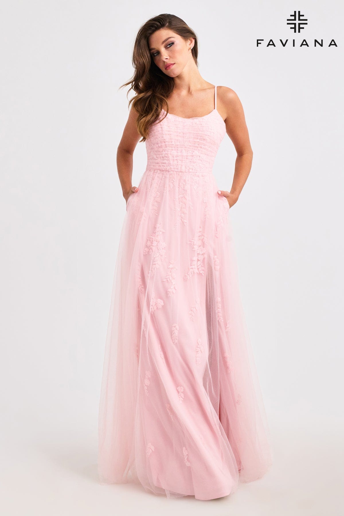 Prom Dresses Beaded Long Formal Prom Evening Dress Soft Pink