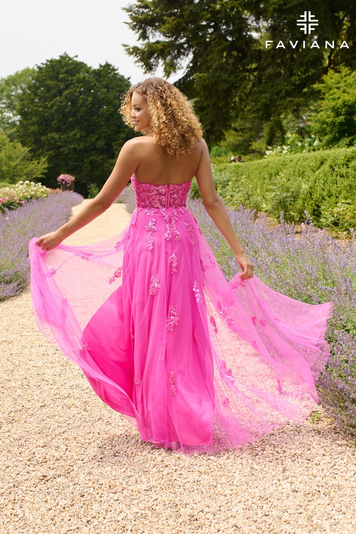 Prom Dresses Lace Applique Corset Sequin Prom Dress Bubblegum Pink