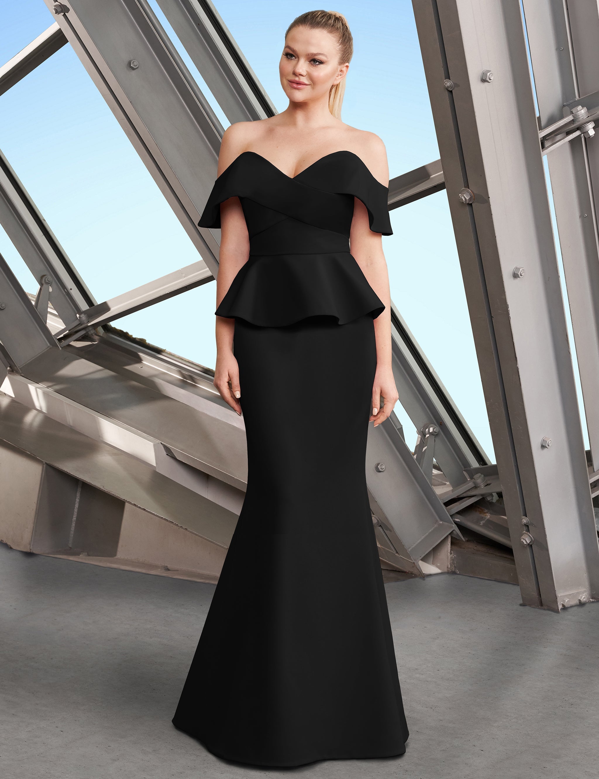 Formal Dresses Long Formal Peplum Evening Dress Black