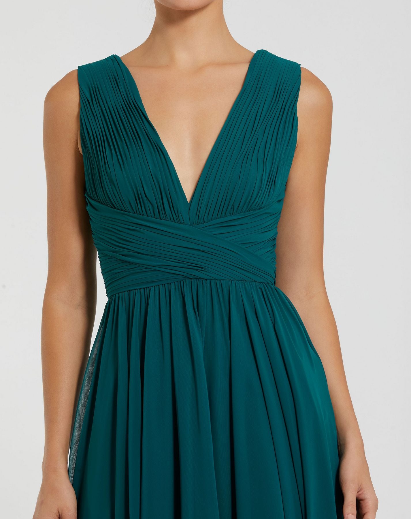 Formal Dresses Long Prom A Line Formal Dress - Pleated - Mac Duggal 11585 Teal-Chiffon-11585-Pleated